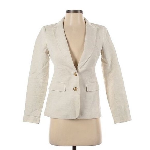 Classic Linen Blend Blazer - Ivory - Picture 3 of 4